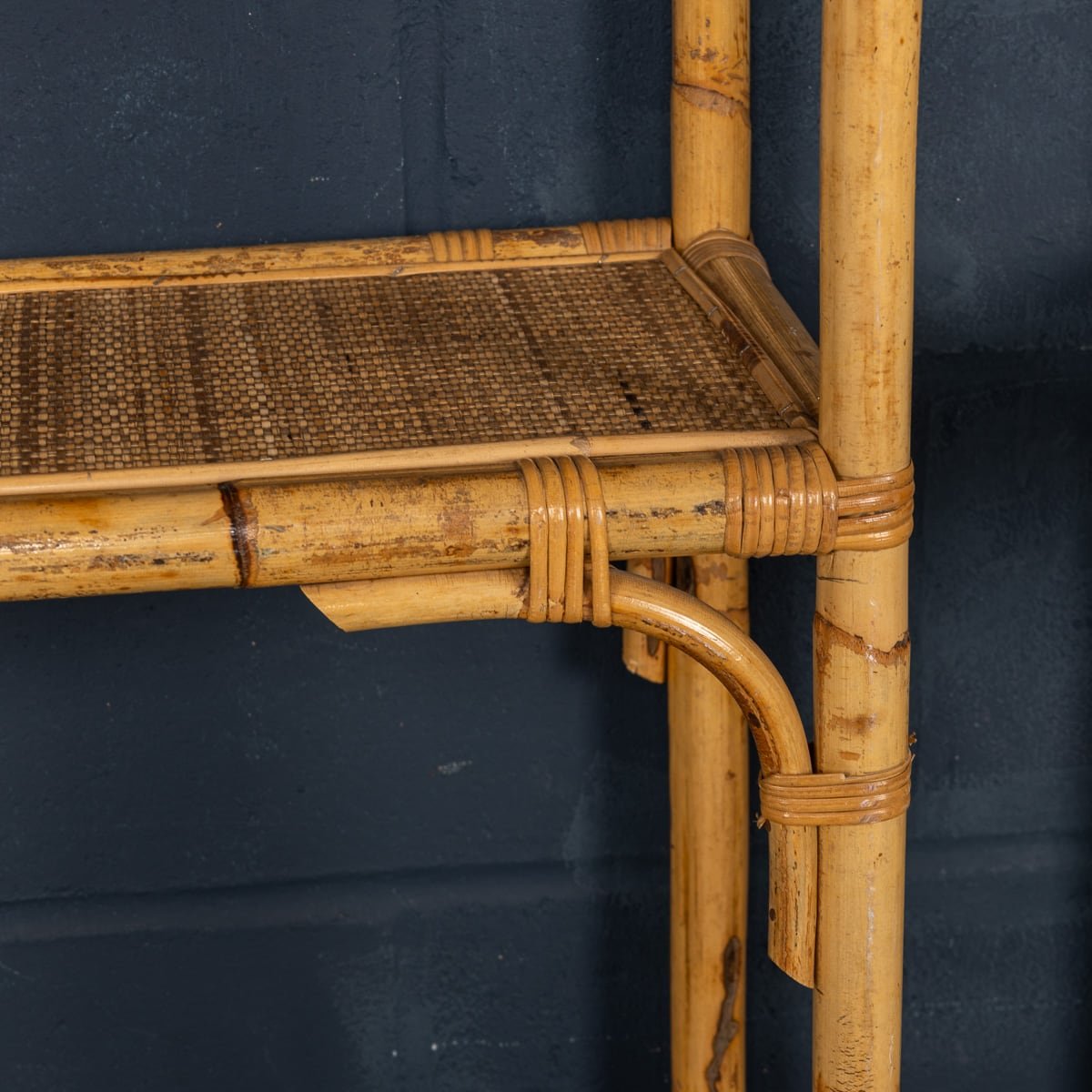 PUSHKIN'S - 20thC PAIR OF ITALIAN BAMBOO & RATTAN FREESTANDING SHELVES c.1970 - 11.jpg