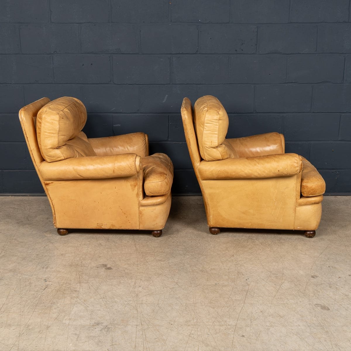 PUSHKINS.COM - B11842 - VINTAGE 20thC ITALIAN PAIR OF TAN LEATHER ARMCHAIRS BY POLTRONA FRAU c.1970 - 07.jpg