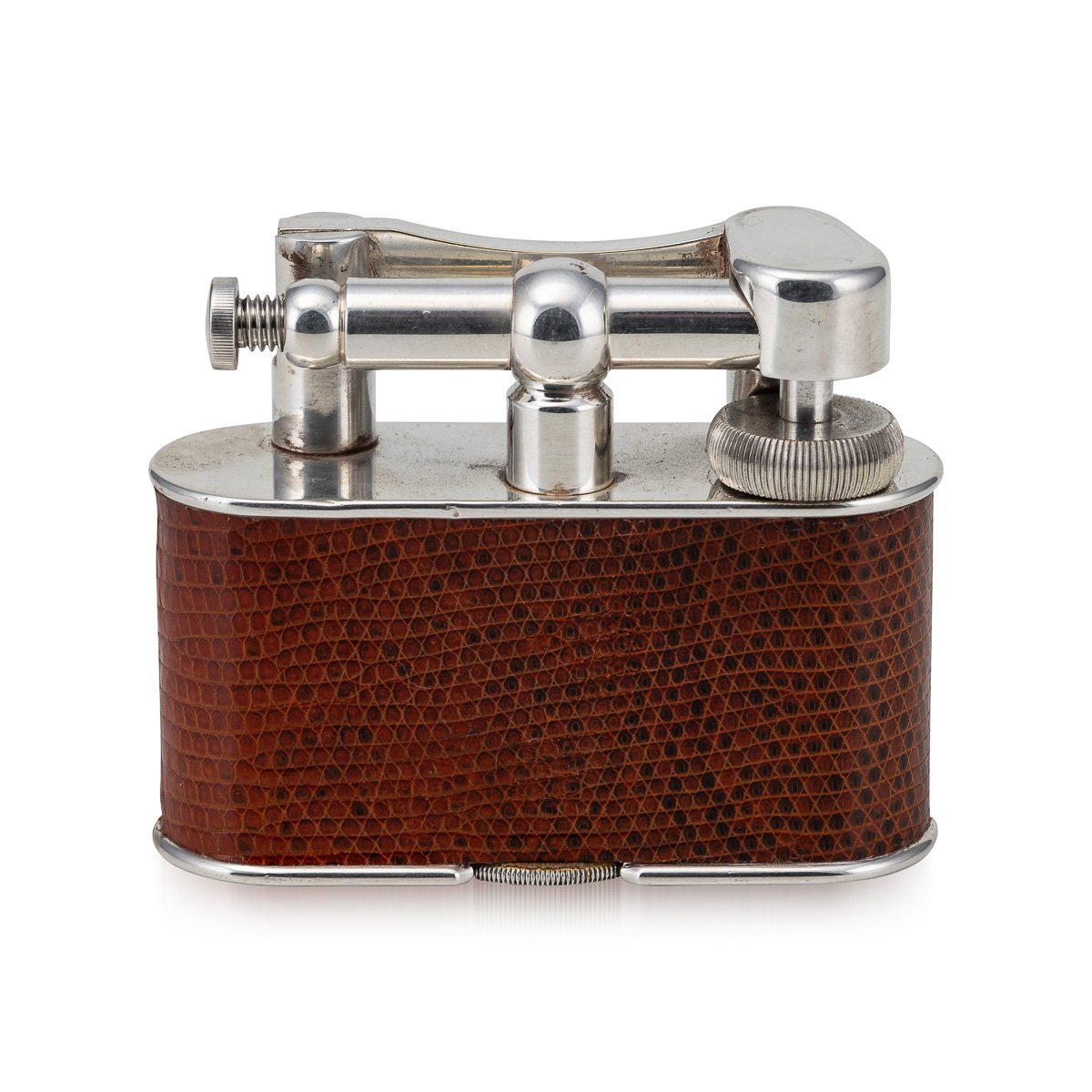 PUSHKINS.COM - D11367 - VINTAGE 20thC SNAKESKIN LEATHER & SILVER PLATED DUNHILL TABLE LIGHTER c.1960 - 06.jpg