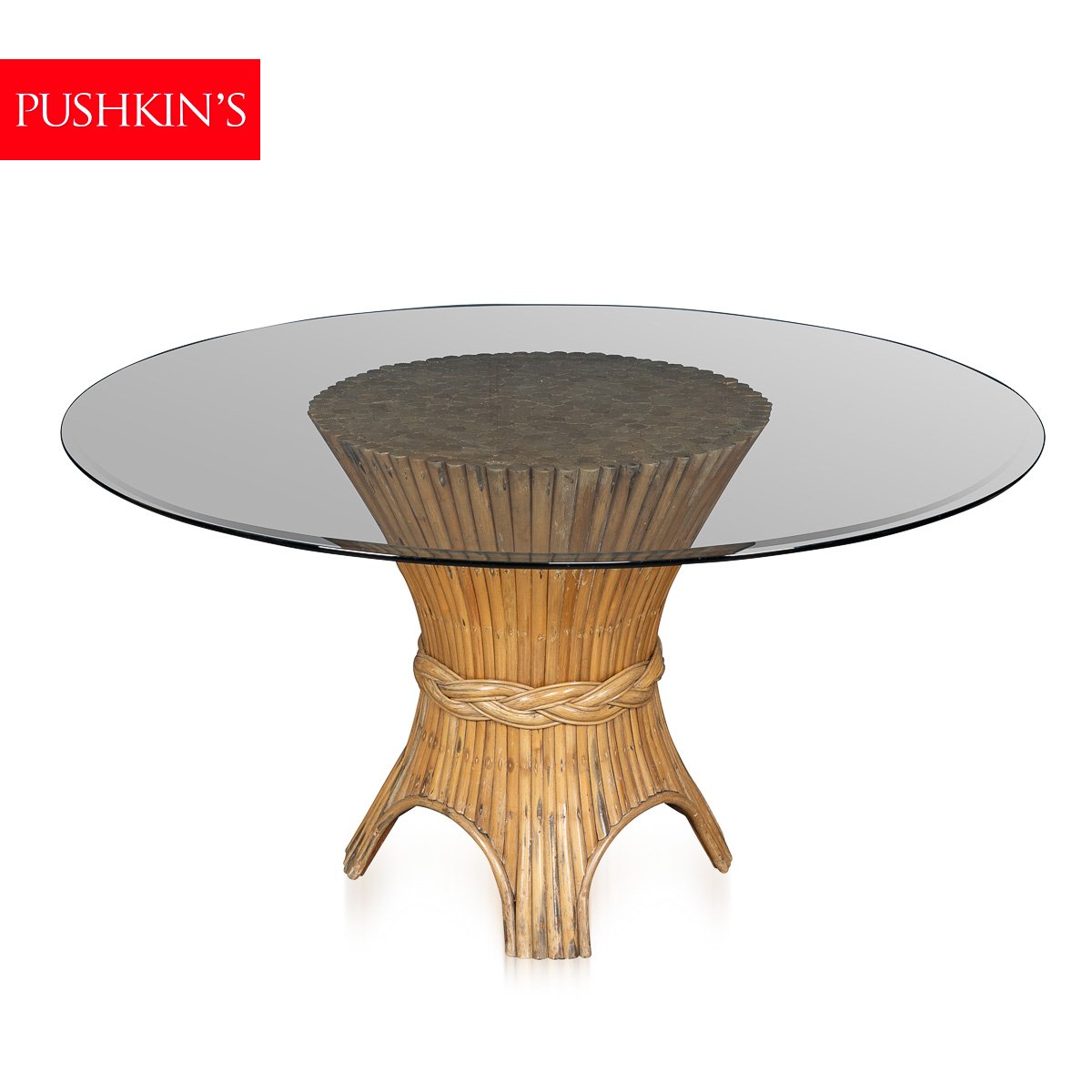 PUSHKINS.COM - B11414 - STYLISH 20thC %22SHEAF OF WHEAT%22 DINING TABLE BY MCGUIRE c.1970 - 02.jpg