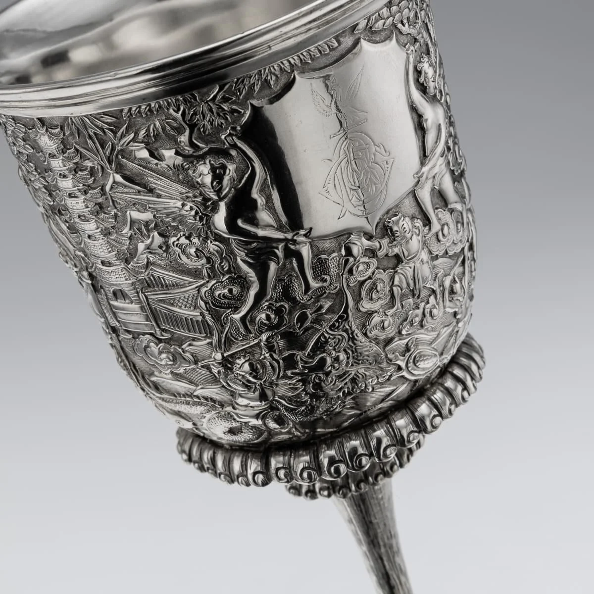 PUSHKINS.COM - A00157 - ANTIQUE 19thC CHINESE EXPORT SOLID SILVER GOBLET, LEE CHING c.1890 -11.jpg
