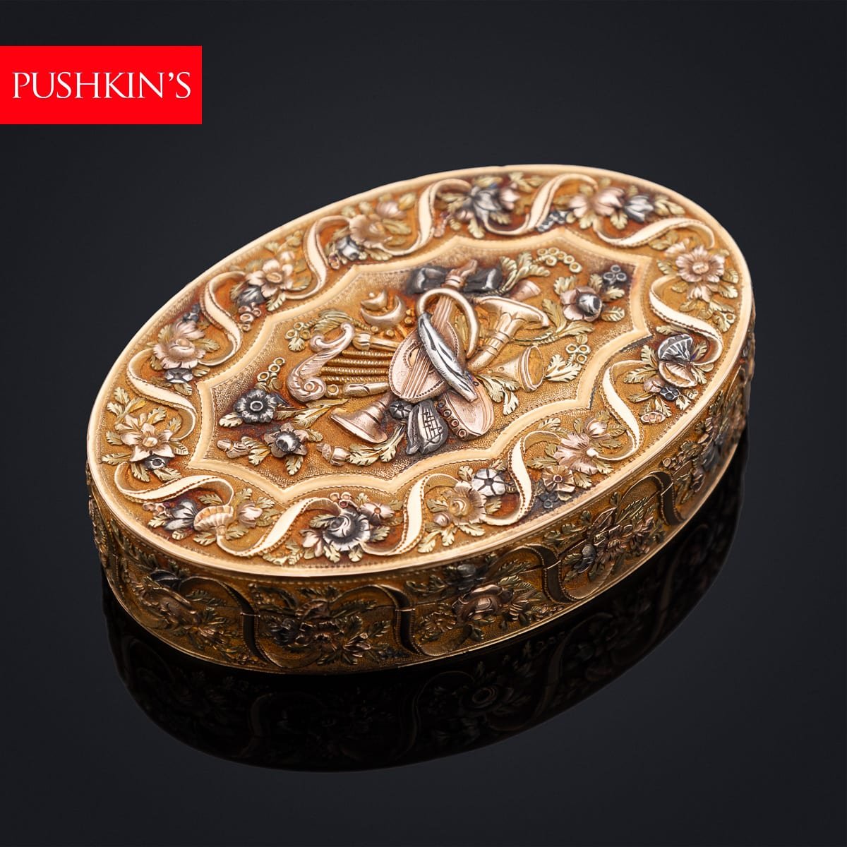 PUSHKINS.COM - A00183 - ANTIQUE 19thC CONTINENTAL THREE COLOUR GOLD SNUFF BOX c.1800 - 02.jpg