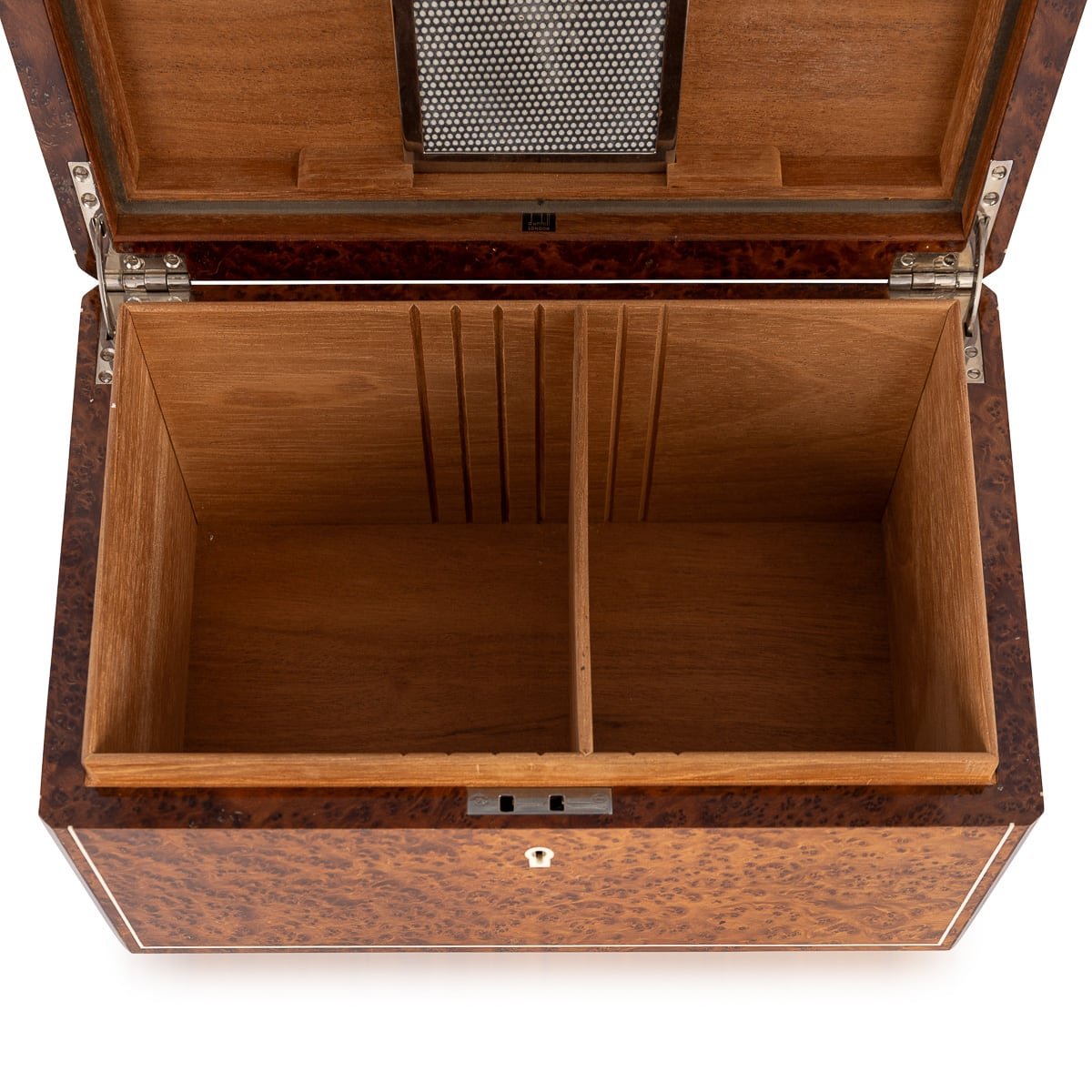 PUSHKINS.COM - B11242 - VINTAGE 20thC ART DECO BURR WALNUT CIGAR HUMIDOR BY DUNHILL, ENGLAND c.1930 - 08.jpg