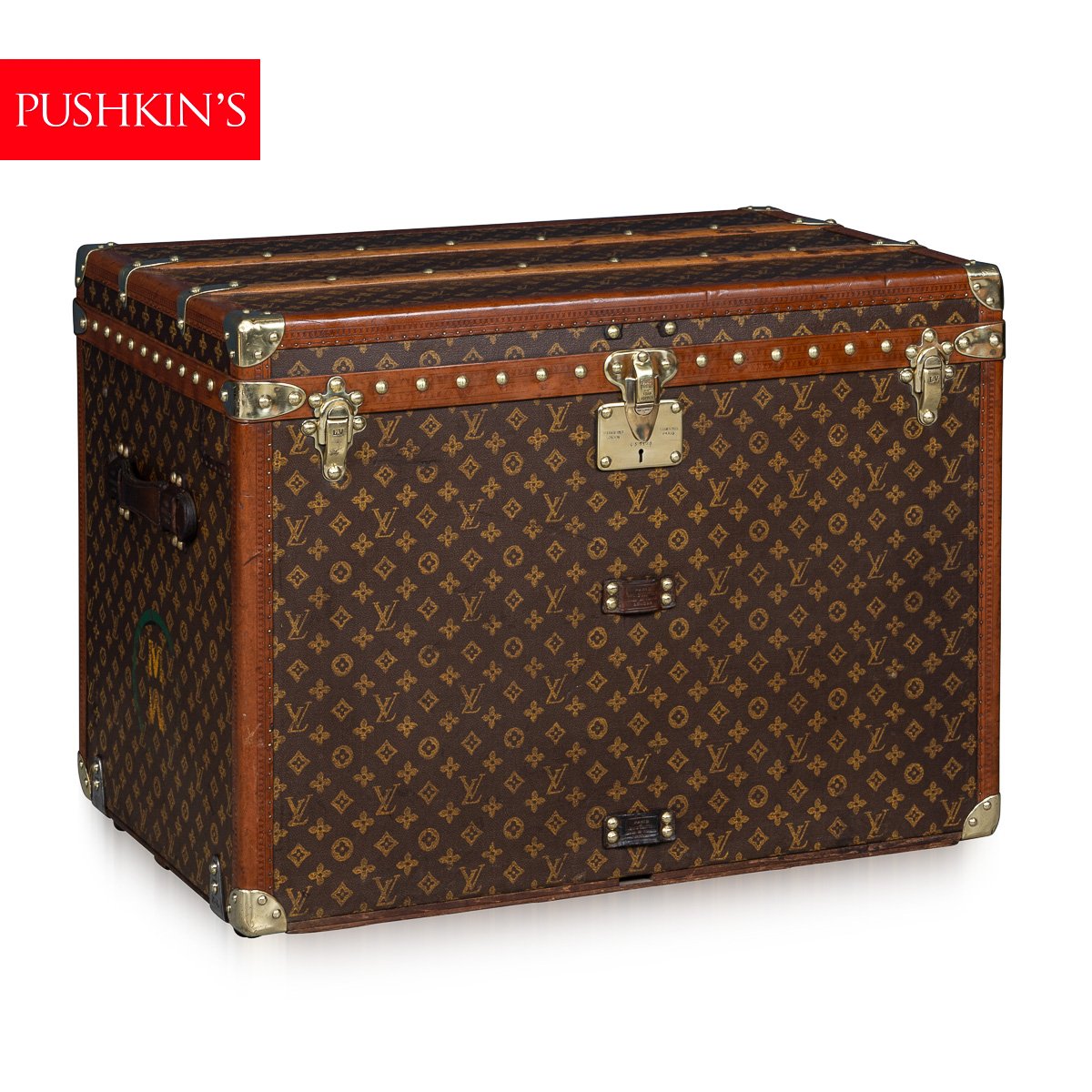 PUSHKINS.COM - B11308w - ANTIQUE 20thC LOUIS VUITTON HAT TRUNK IN MONOGRAM CANVAS, FRANCE c.1920 - 02.jpg