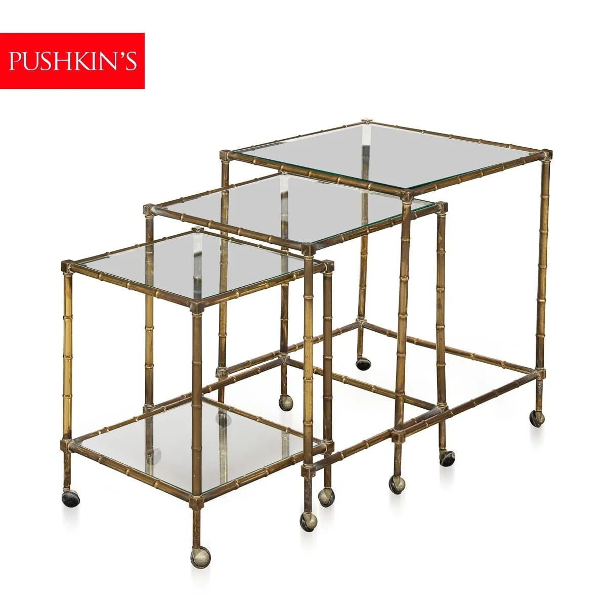 PUSHKINS.COM - B12047 - 20thC FRENCH SET OF THREE BRASS FAUX BAMBOO NESTING TABLES BY MAISON JANSEN - 02.jpg