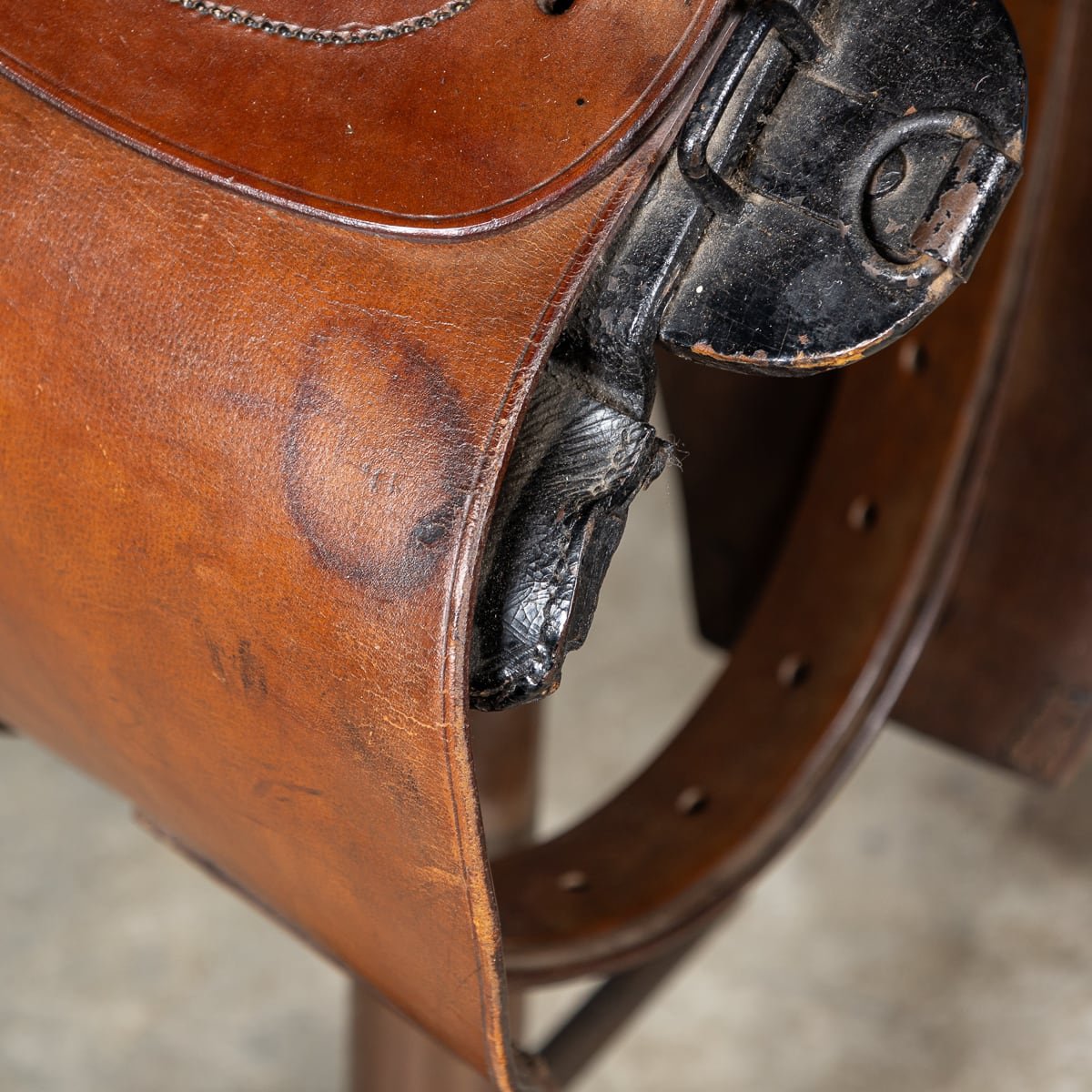 PUSHKIN'S - ANTIQUE 20thC WWI HORSE SADDLE BAR STOOLS c.1920 - 24.jpg