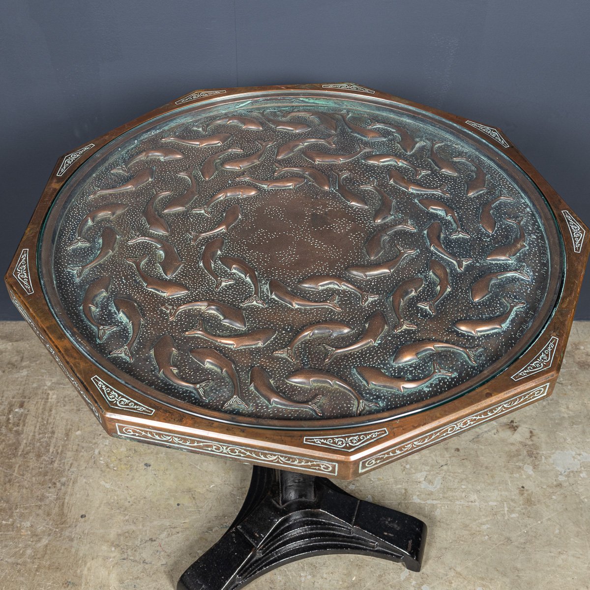 PUSHKINS.COM - D11134 - VINTAGE 20thC SPANISH EMBOSSED COPPER TABLE BY MALART c.1930 - 06.jpg