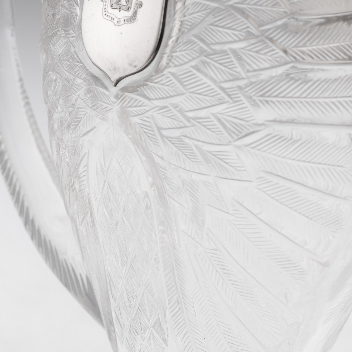PUSHKINS.COM - A10443 - ANTIQUE 20thC NOVELTY ORNATE HAWK EAGLE SOLID SILVER & GLASS CLARET JUG c.1906 - 15.jpg