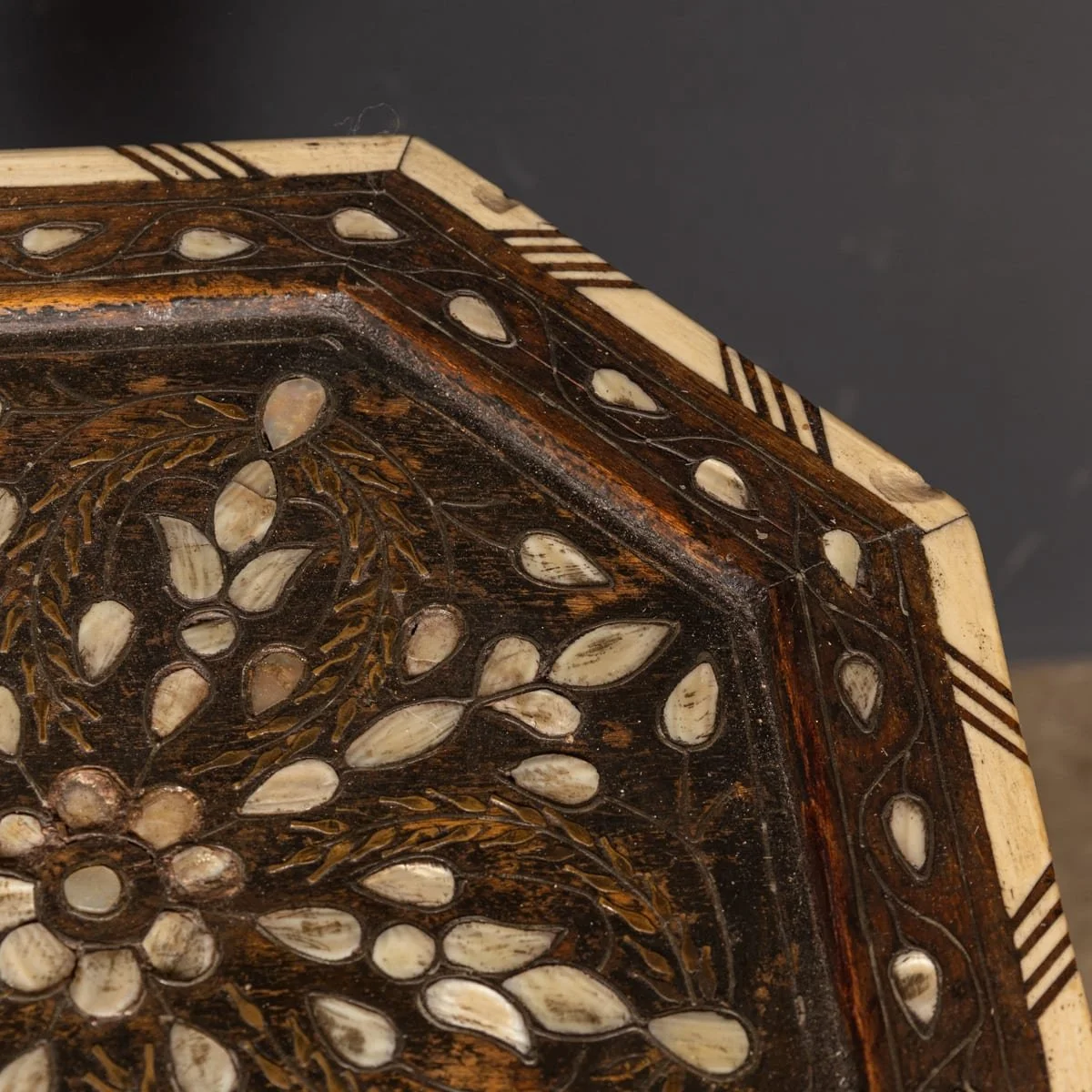 PUSHKINS.COM - Z12411 - ANTIQUE 20thC DARK WOOD & MOTHER OF PEARL MOORISH TABLE c.1920 - 11.jpg