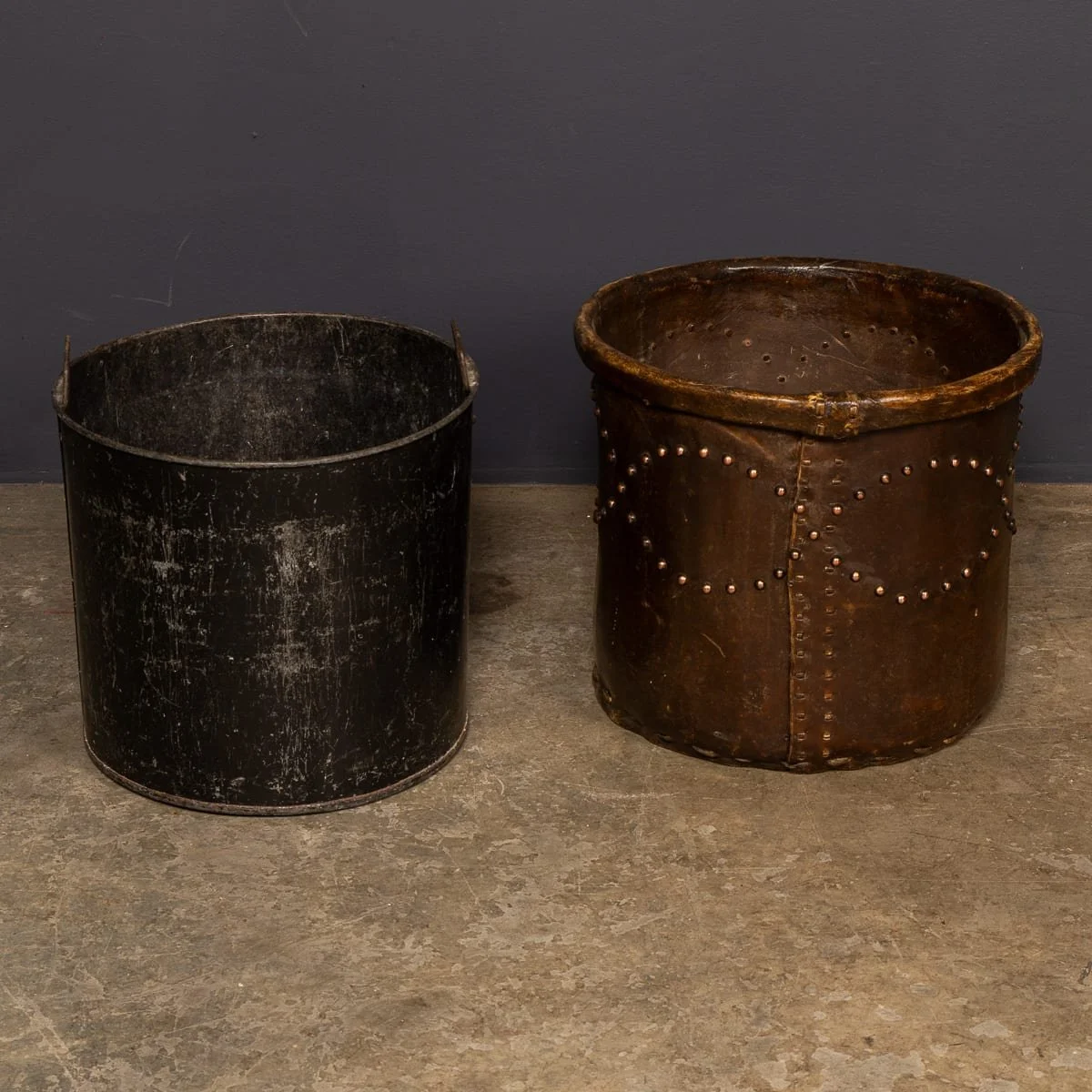 PUSHKINS.COM - D11771 - ANTIQUE 20thC EDWARDIAN VELLUM CLAD METAL LINED LOG BUCKET c.1910 - 04.jpg