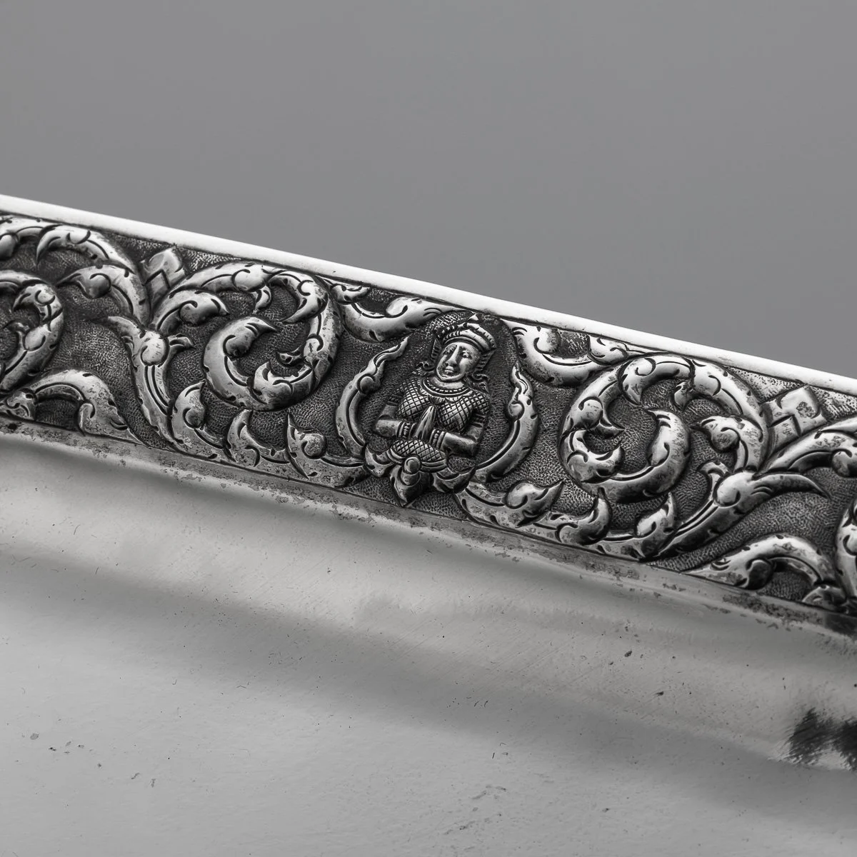 PUSHKINS.COM - A00116 - ANTIQUE 20thC THAI SOLID SILVER FOUR PIECE TEA SET ON TRAY c.1950 - 12.jpg