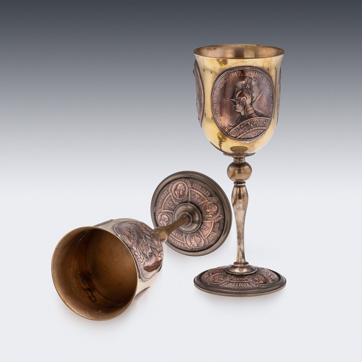PUSHKINS.COM - A00004 - ANTIQUE 20thC RUSSIAN IMPERIAL WORLD WAR I PAIR OF COMMEMORATIVE GOBLETS - 07.jpg