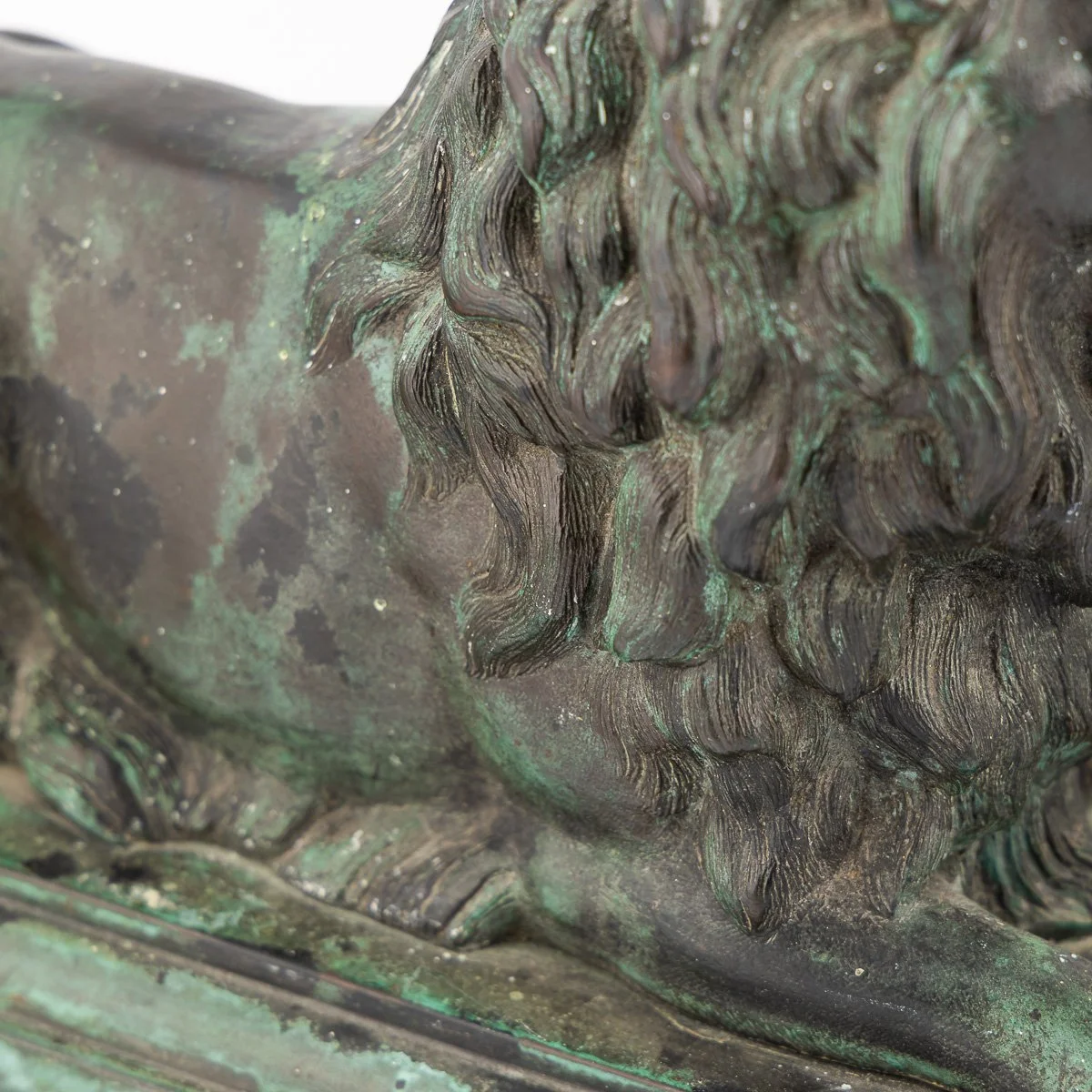PUSHKINS.COM - A00160 - ANTIQUE 19thC VICTORIAN PAIR OF VERDIGRIS PATINATED BRONZE TRAFALGAR LIONS c.1870 - 11.jpg
