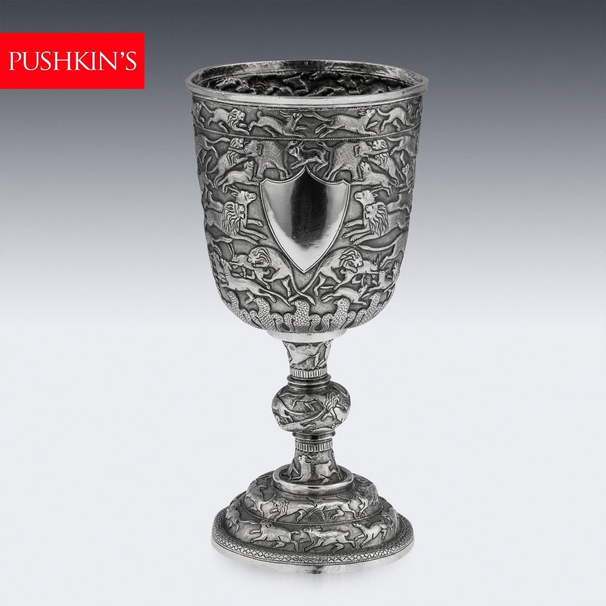 ANTIQUE 19thC INDIAN SAURASHTRA (SOUTHERN GUJARAT) MONUMENTAL SIZE GOBLET c.1890