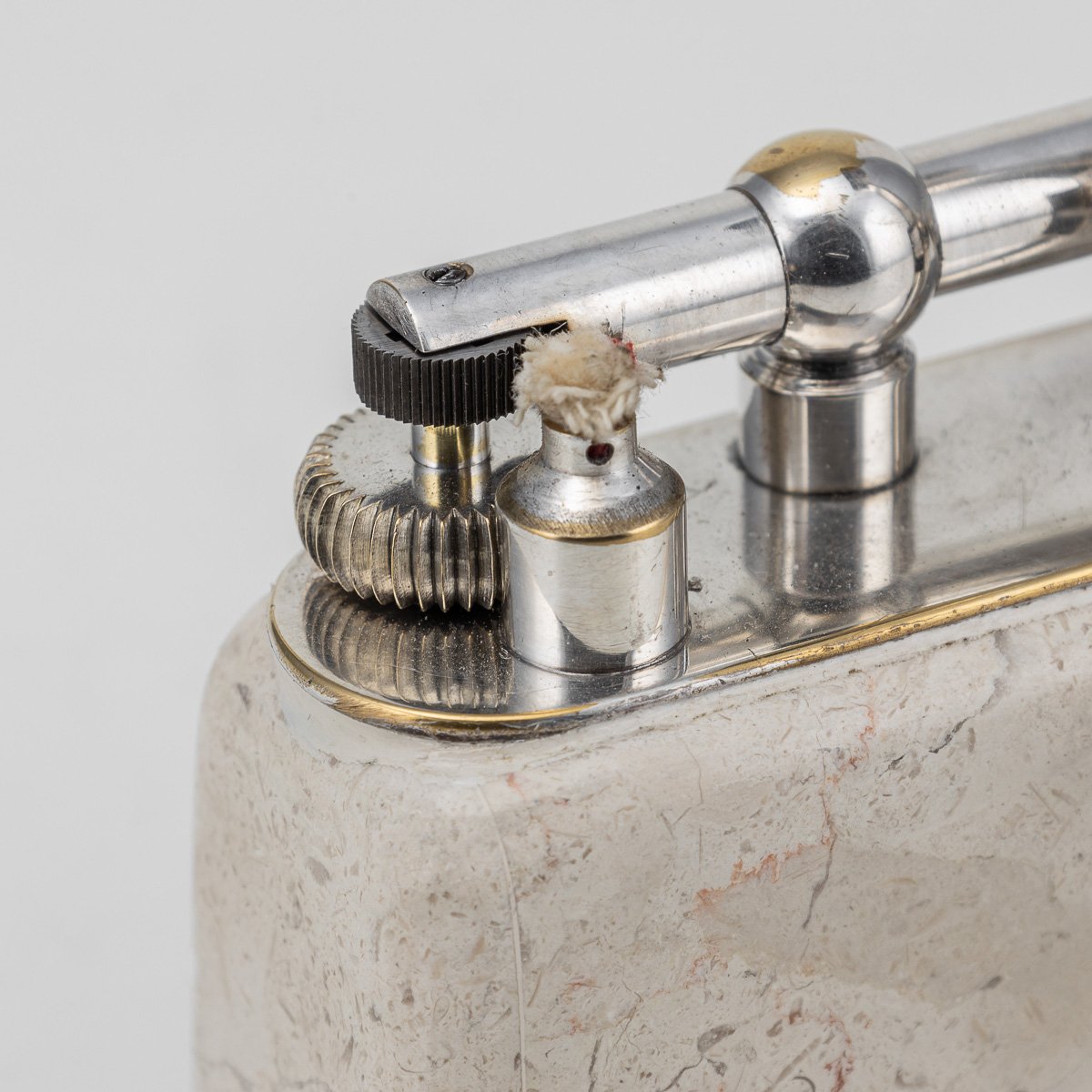 PUSHKINS.COM - D11369 - VINTAGE 20thC TRAVERTINE MARBLE & SILVER PLATED DUNHILL TABLE LIGHTER c.1960 - 14.jpg