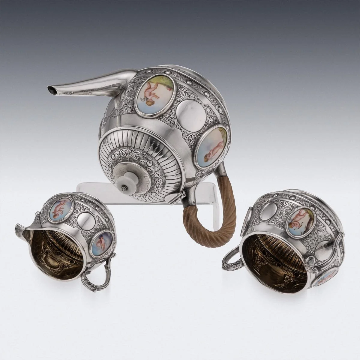 PUSHKINS.COM - J11737 - ANTIQUE 19thC VICTORIAN SOLID SILVER THREE PIECE TEA SET, CHARLES EDWARDS c.1885 - 08.jpg