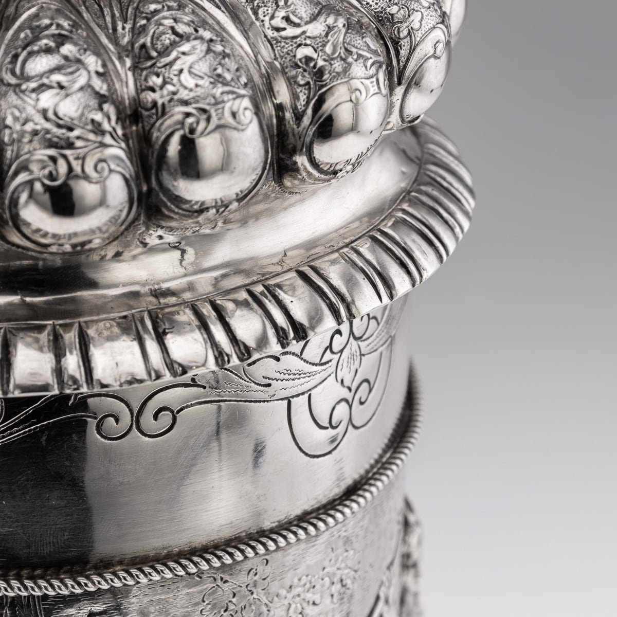PUSHKINS.COM - ANTIQUE 19thC GERMAN MONUMENTAL SOLID SILVER TANKARD, NERESHEIMER, HANAU c.1890 - 16.jpg