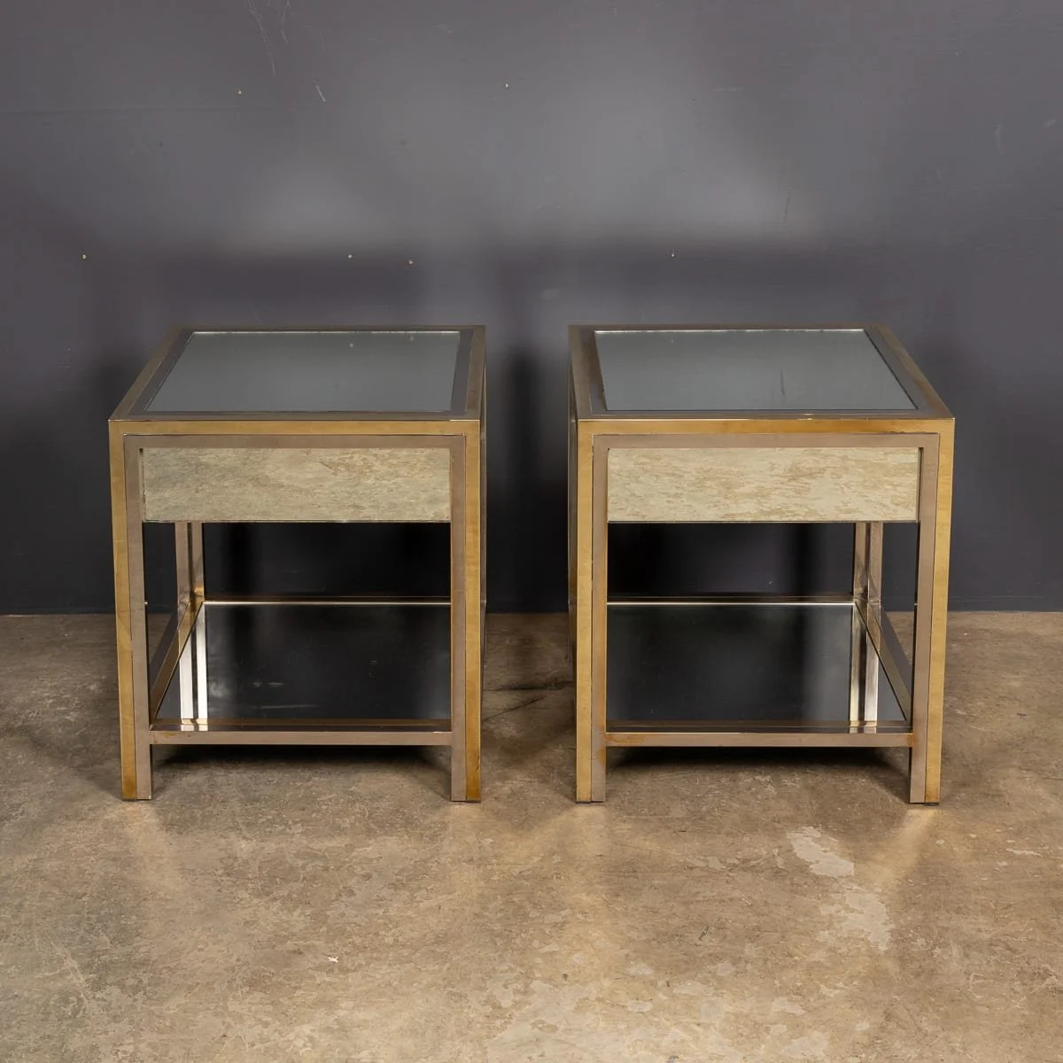 PUSHKINS.COM - Z12104 - 20thC PAIR OF BRASS, CHROME & GLASS SIDE TABLES BY BELGO CHROM, BELGIUM c.1970 - 06.jpg