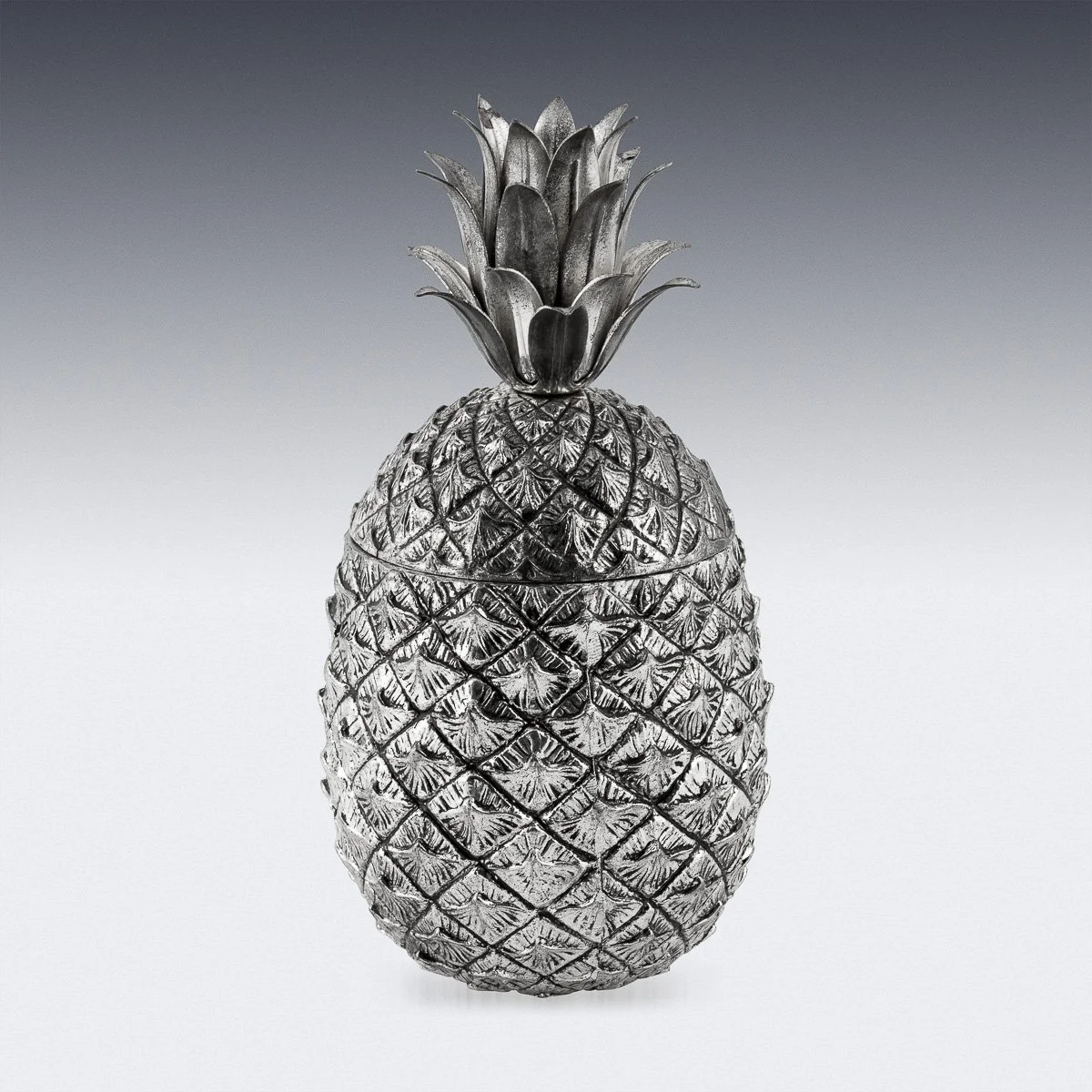 PUSHKINS.COM - B11424 - VINTAGE 20thC SILVER PLATED PINEAPPLE ICE BUCKET BY MAURO MANETTI, ITALY c.1970 - 04.jpg