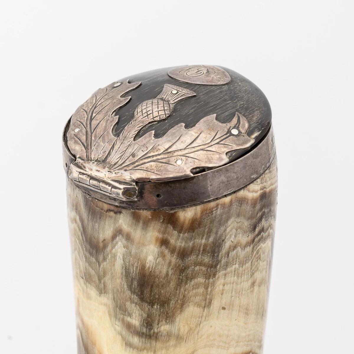 PUSHKINS.COM - B11488d - ANTIQUE 19thC SCOTTISH SILVER MOUNTED HORN TABLE SNUFF MULL c.1829 - 07.jpg