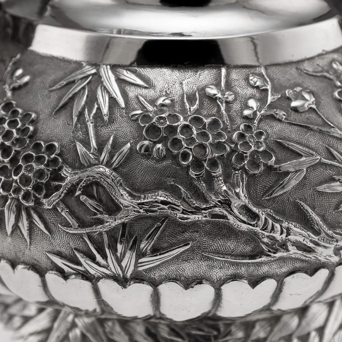 PUSHKINS.COM - A00130 - ANTIQUE 19thC CHINESE EXPORT SOLID SILVER FOUR PIECE TEA SET, WANG HING c.1880 - 42.jpg