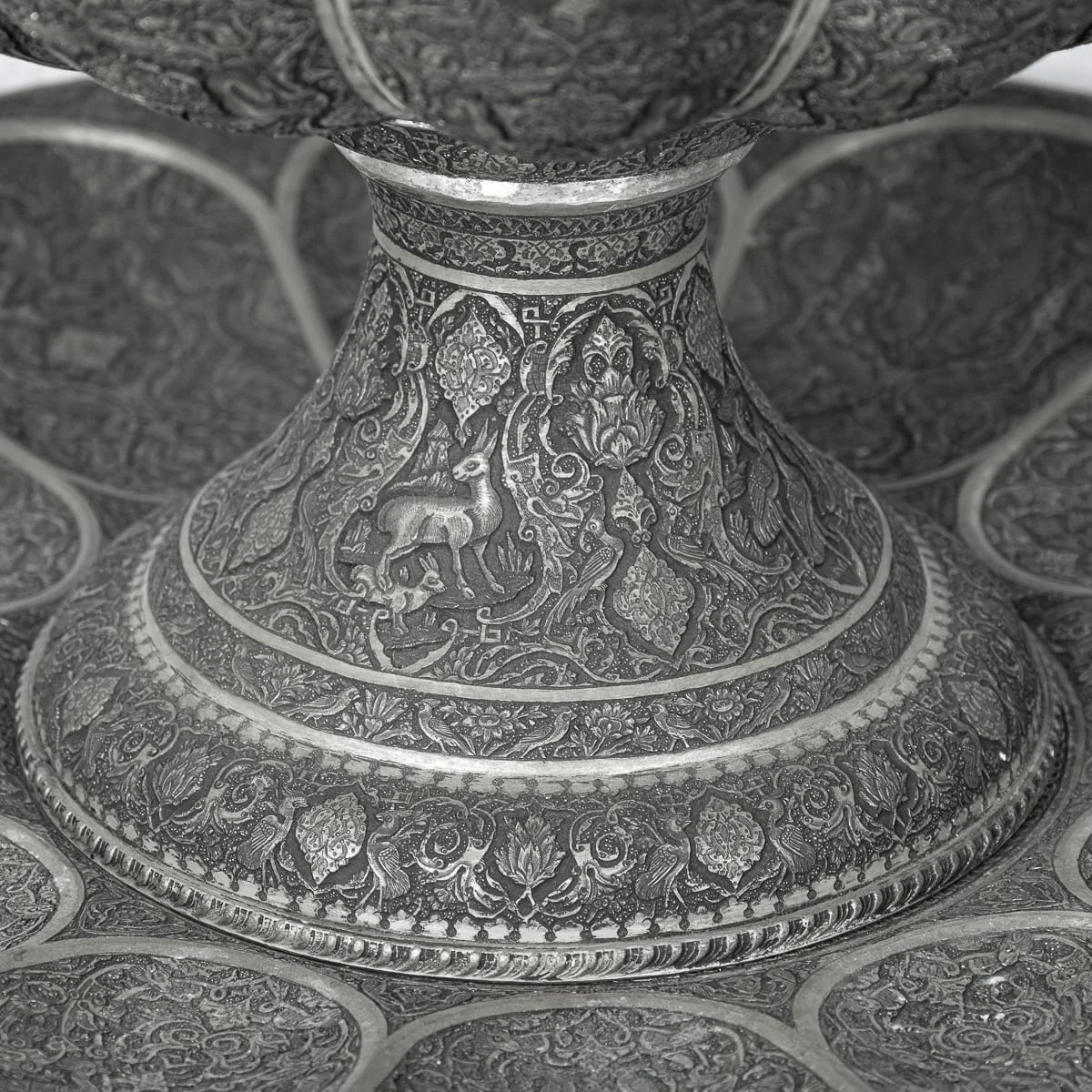 PUSHKINS.COM - A00171 - ANTIQUE 20thC PERSIAN SILVER PLATED GHALAMZANI BOWL ON STAND, ISFAHAN c.1900 - 17.jpg
