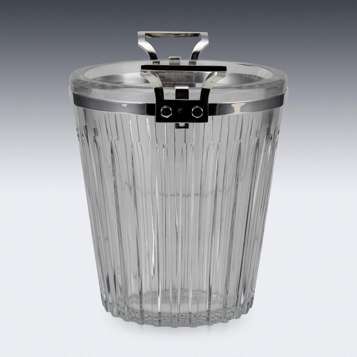 PUSHKINS.COM - D11363 - STUNNING 20thC FRENCH SILVER PLATED & BACCARAT GLASS WINE COOLER c.1960 - 05.jpg