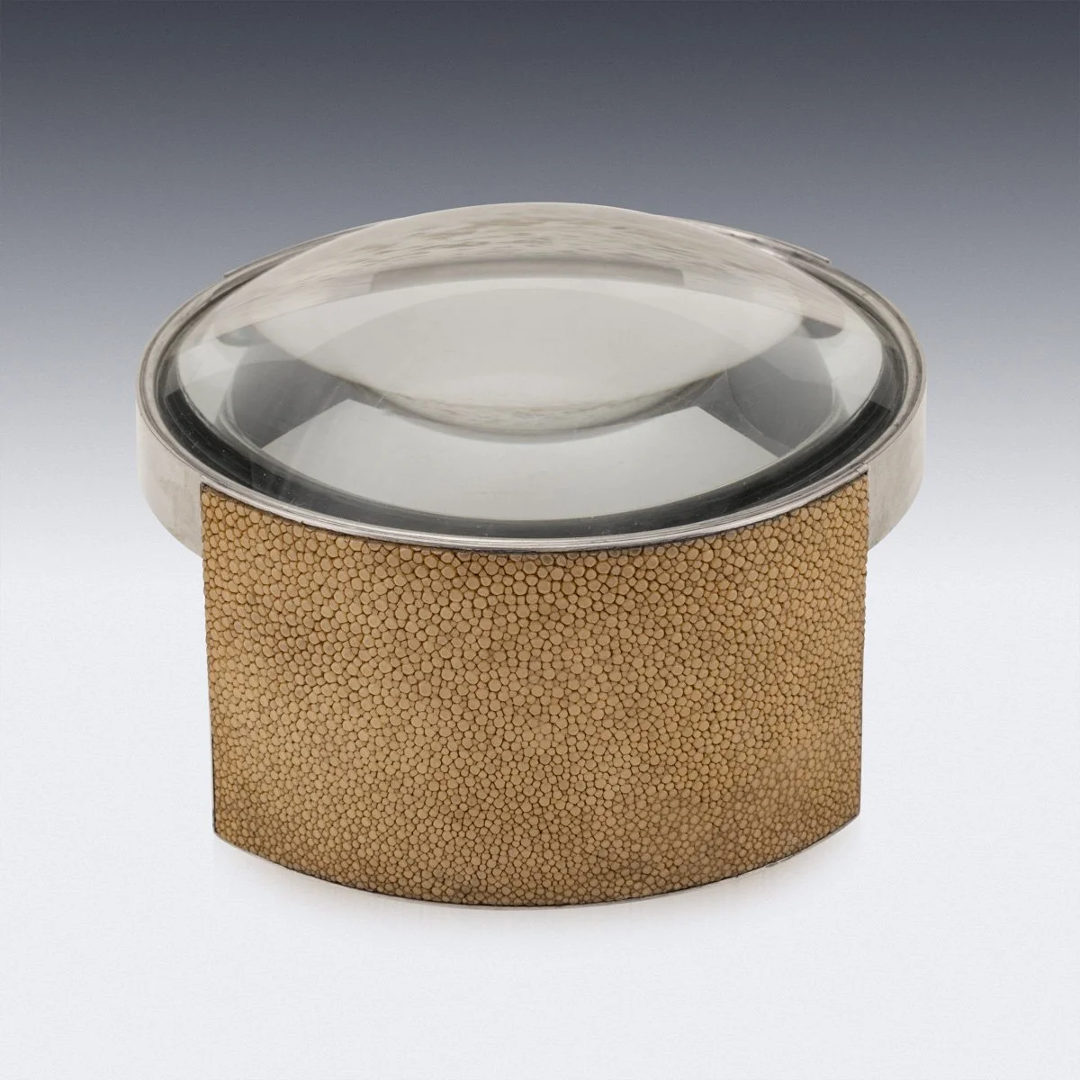 PUSHKINS.COM - Z12461 - ANTIQUE 20thC ART DECO POLISHED METAL & SHAGREEN CLAD MAGNIFYING LENS c.1920 - 5.jpg