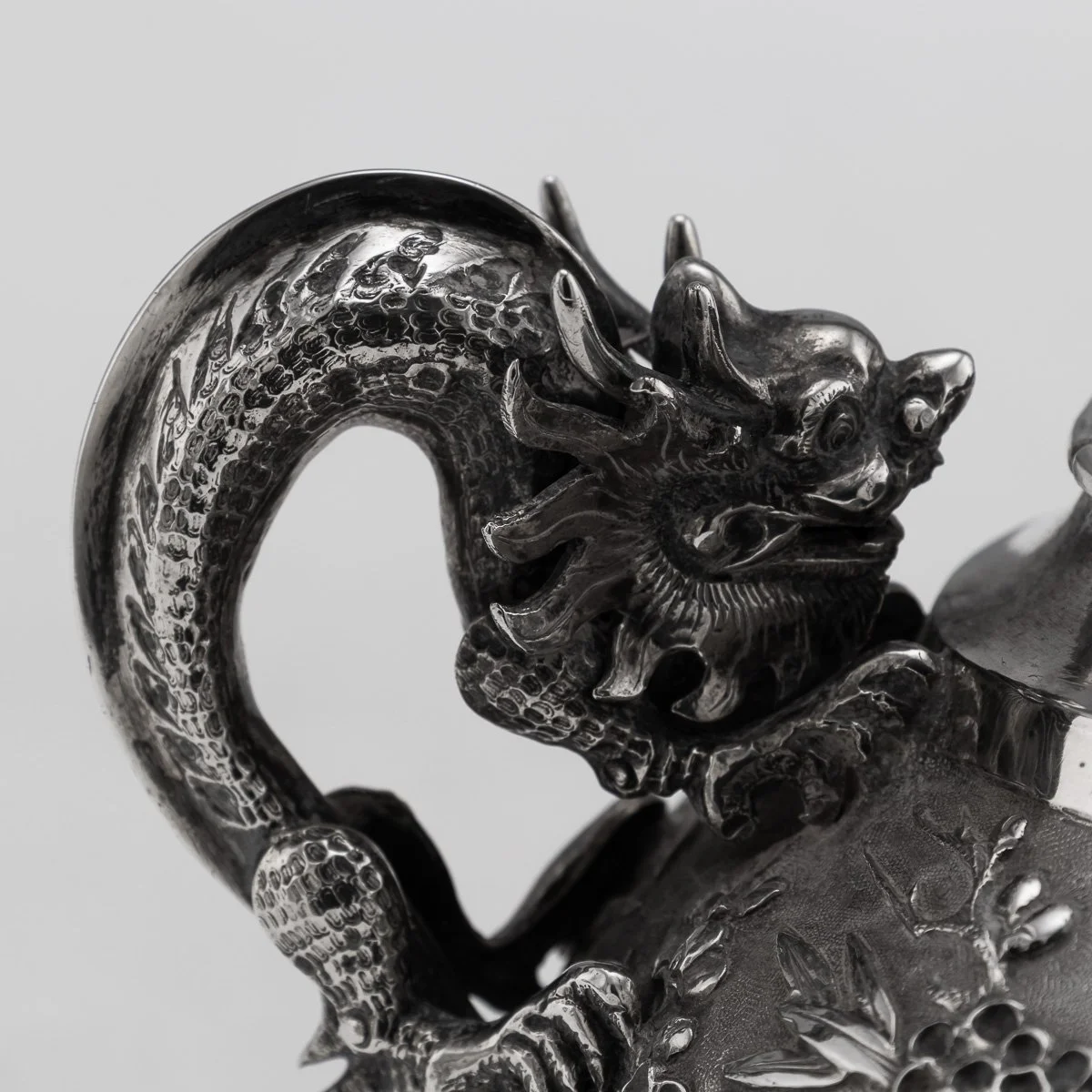 PUSHKINS.COM - A00130 - ANTIQUE 19thC CHINESE EXPORT SOLID SILVER FOUR PIECE TEA SET, WANG HING c.1880 - 41.jpg