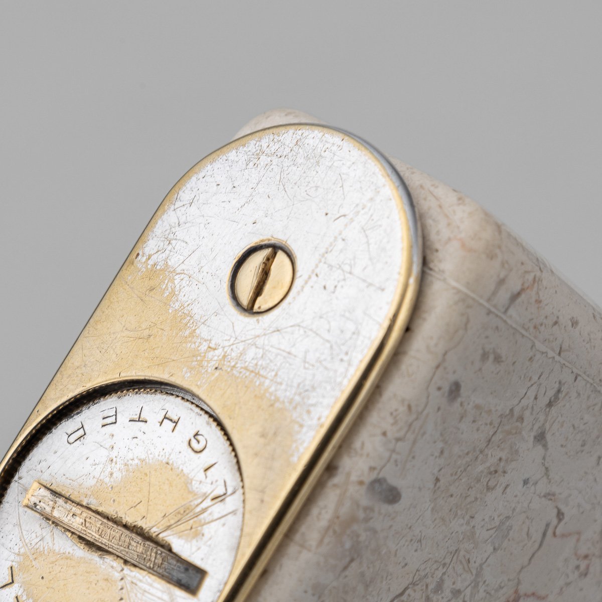 PUSHKINS.COM - D11369 - VINTAGE 20thC TRAVERTINE MARBLE & SILVER PLATED DUNHILL TABLE LIGHTER c.1960 - 18.jpg