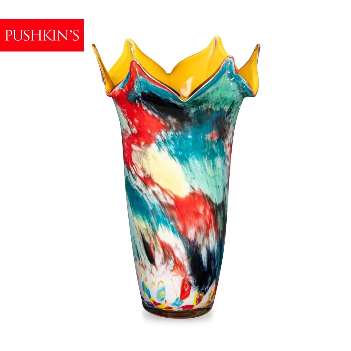 PUSHKINS.COM - B12247 - VINTAGE 20thC ITALIAN HAND BLOWN MILLEFIORI GLASS VASE, MADE IN MURANO - 2.jpg