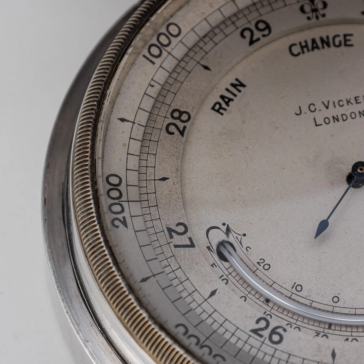 PUSHKINS.COM - D11352 - ANTIQUE 20thC ENGLISH SOLID SILVER BAROMETER & THERMOMETER, J.C VICKERY c.1912 - 12.jpg
