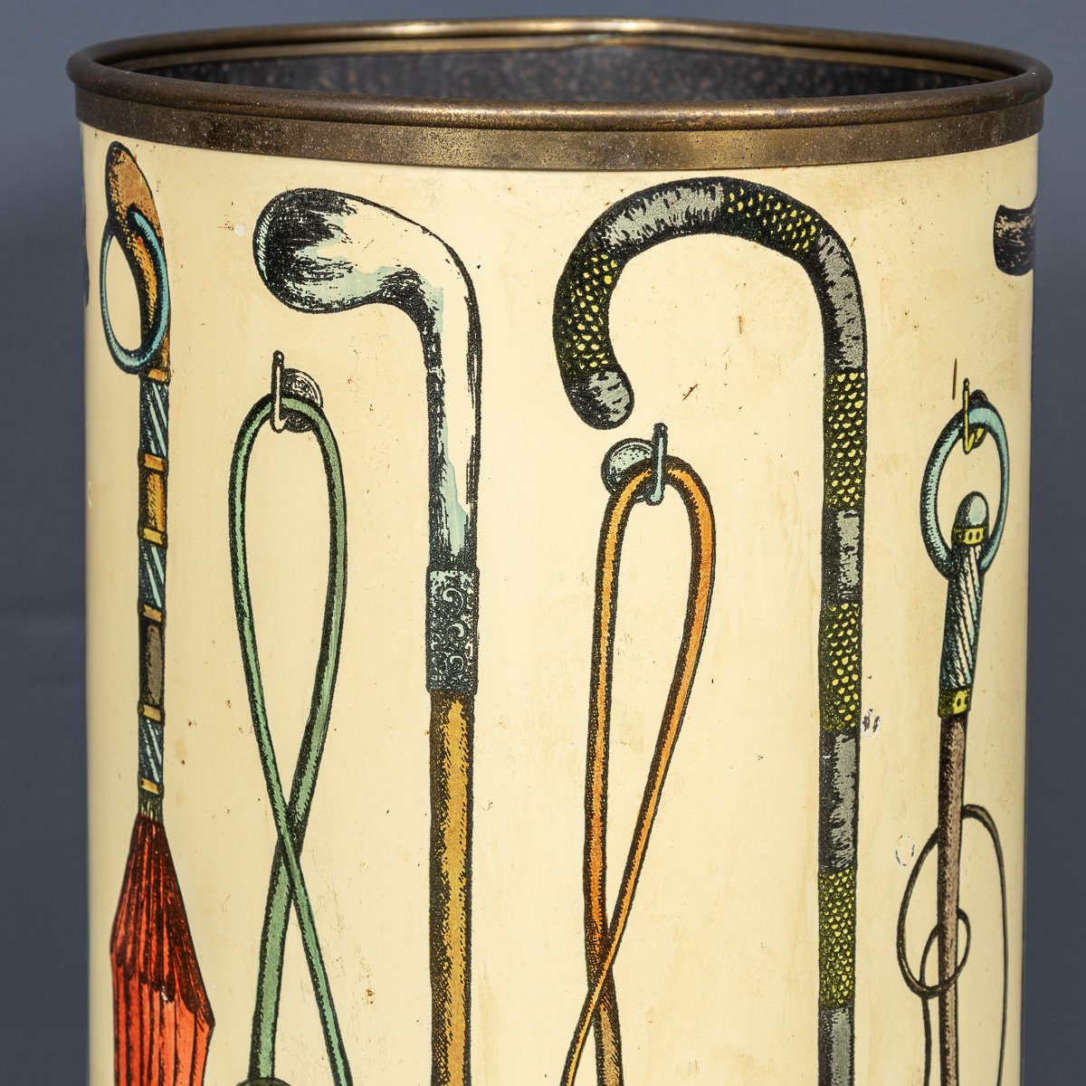 PUSHKINS.COM - D11143 - 20thC ITALIAN ROUND UMBRELLA & STICK STAND BY PIERO FORNASETTI c.1950 - 19.jpg