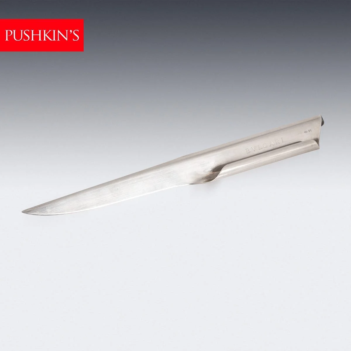 PUSHKINS.COM - B12172d - VINTAGE 20thC ITALIAN SOLID SILVER LETTER OPENER : PAPER KNIFE BY BULGARI c.1970 - 2.jpg