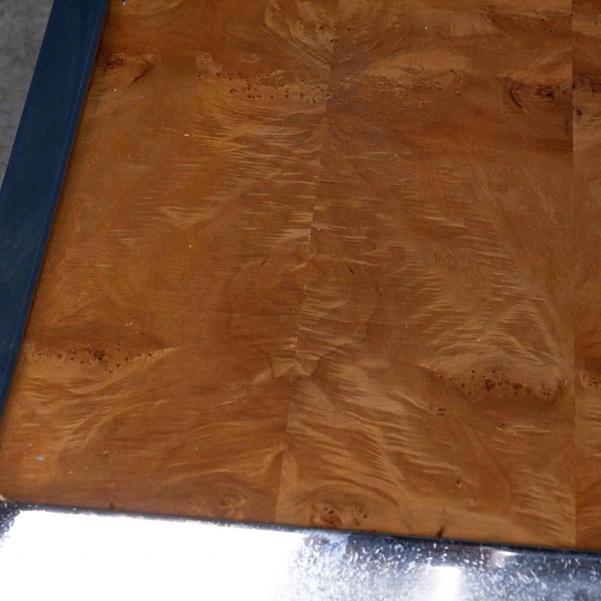 PUSHKINS.COM - B11294 - VINTAGE 20thC ITALIAN CHROME & BURR WALNUT COFFEE TABLE c.1980 - 13.jpg