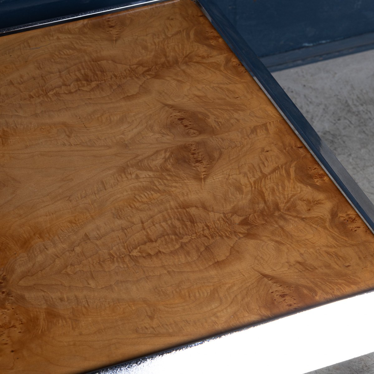PUSHKINS.COM - B11294 - VINTAGE 20thC ITALIAN CHROME & BURR WALNUT COFFEE TABLE c.1980 - 12.jpg