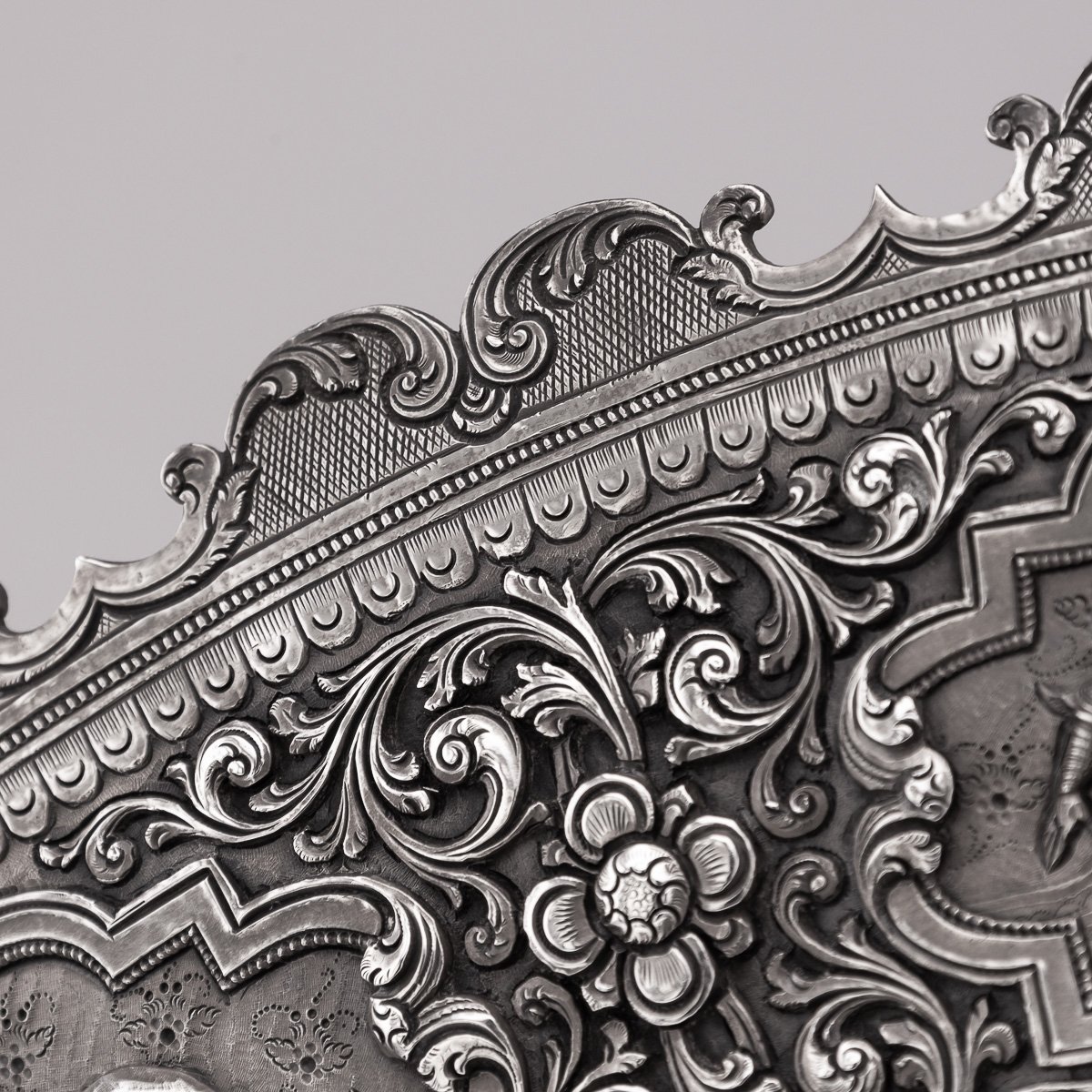 PUSHKINS.COM - A00021 - ANTIQUE 20thC BURMESE SOLID SILVER MYTHOLOGICAL ZODIAC REPOUSSÉ SALVER c.1900 - 31.jpg