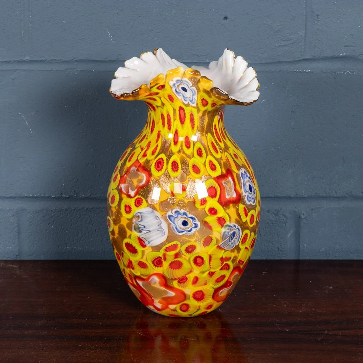 PUSHKINS.COM - B12248 - VINTAGE 20thC ITALIAN HAND BLOWN MILLEFIORI GLASS VASE, MADE IN MURANO - 05.jpg