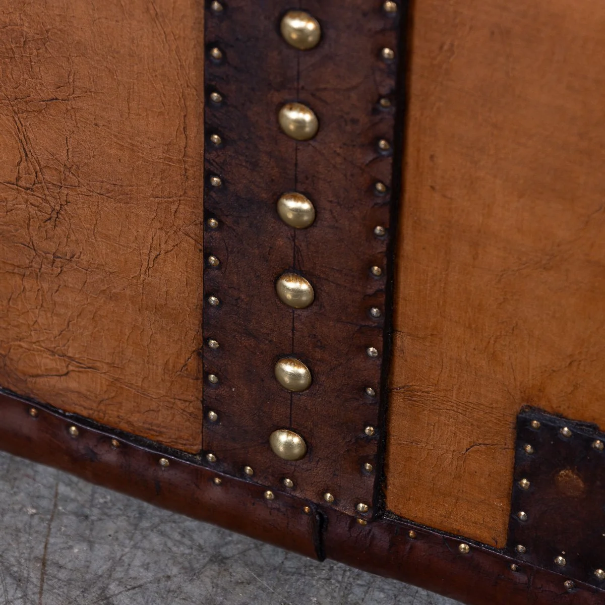 PUSHKINS.COM - B11410d - 20thC PAIR OF LEATHER CLAD ENGLISH ARMY : NAVY STYLE TRUNKS - 30.jpg