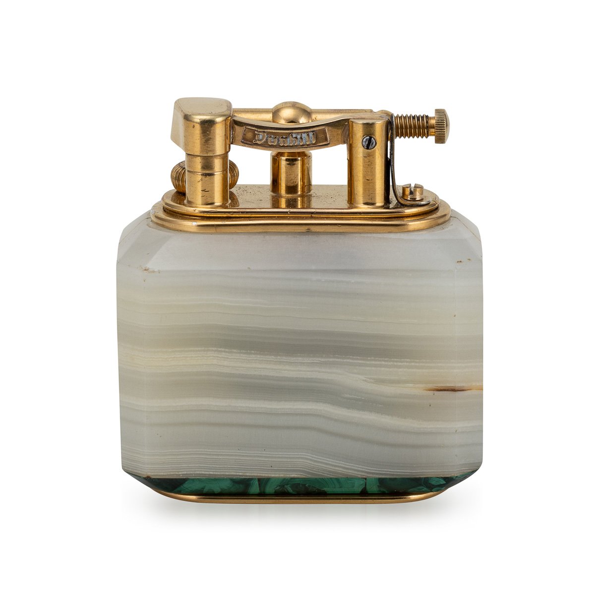 PUSHKINS.COM - D11150 - VINTAGE 20thC RARE ITALIAN ONYX & MALACHITE DUNHILL TABLE LIGHTER c.1955 - 04.jpg