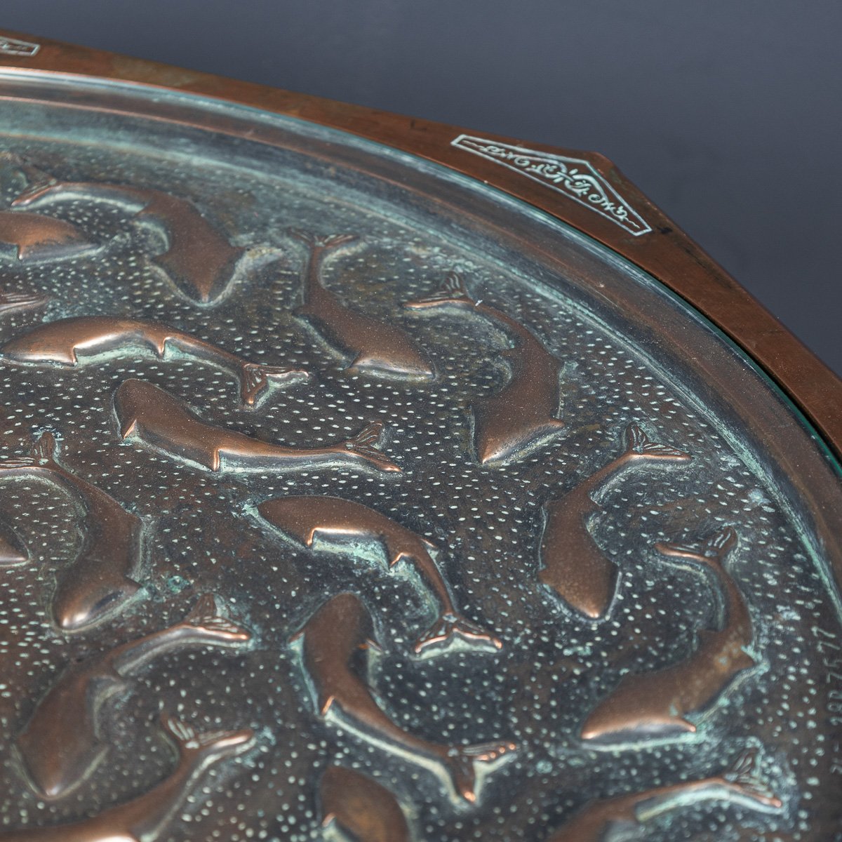 PUSHKINS.COM - D11134 - VINTAGE 20thC SPANISH EMBOSSED COPPER TABLE BY MALART c.1930 - 12.jpg