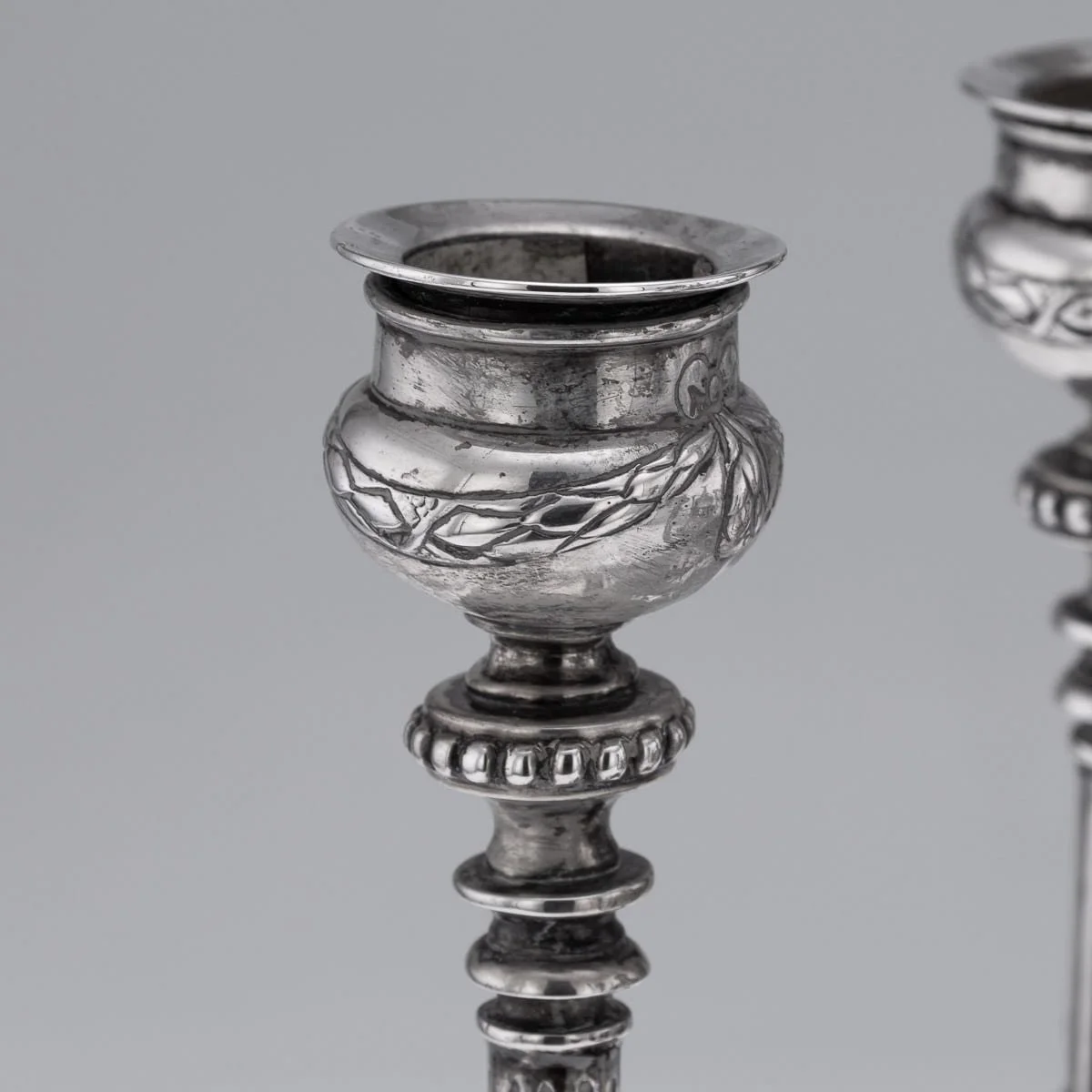 PUSHKINS.COM - J12120 - ANTIQUE 19thC GERMAN HANAU PAIR OF SOLID SILVER CANDELABRAS - 12.jpg
