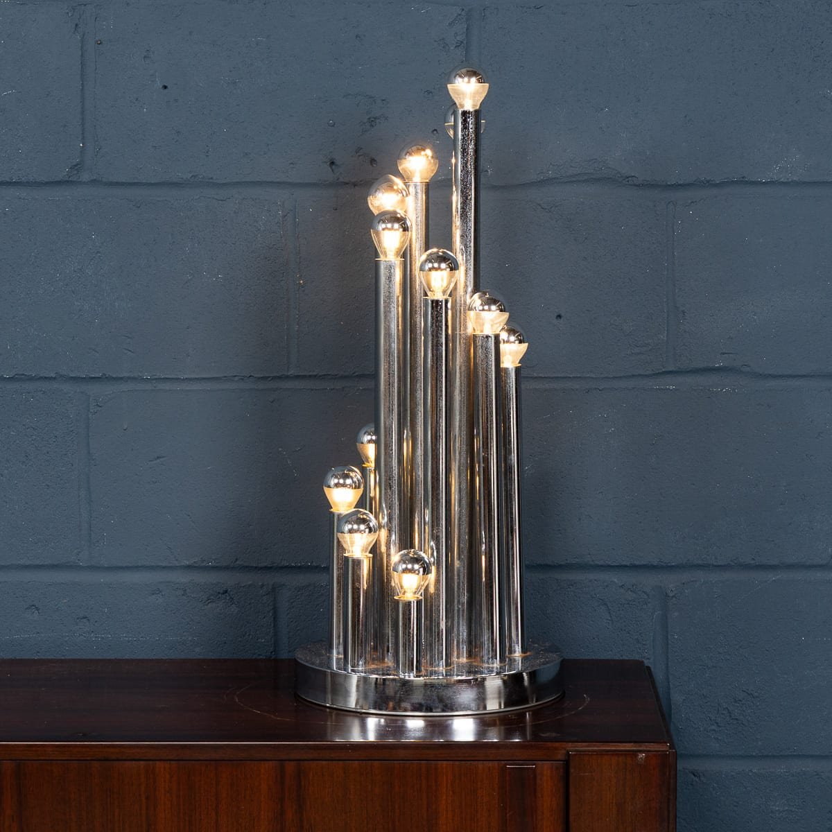 PUSHKINS.COM - B12001 - VINTAGE 20thC ITALIAN CHROME MULTI-LIGHT TABLE LAMP BY REGGIANI c.1970 - 09.jpg