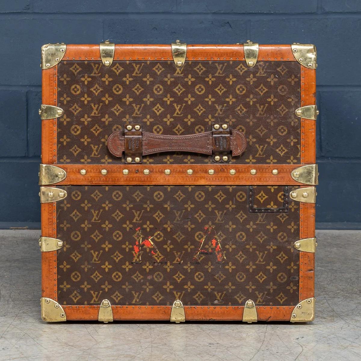 PUSHKINS.COM - B11504d - ANTIQUE 20thC LOUIS VUITTON HAT TRUNK IN WOVEN CANVAS, FRANCE c.1890 - 08.jpg