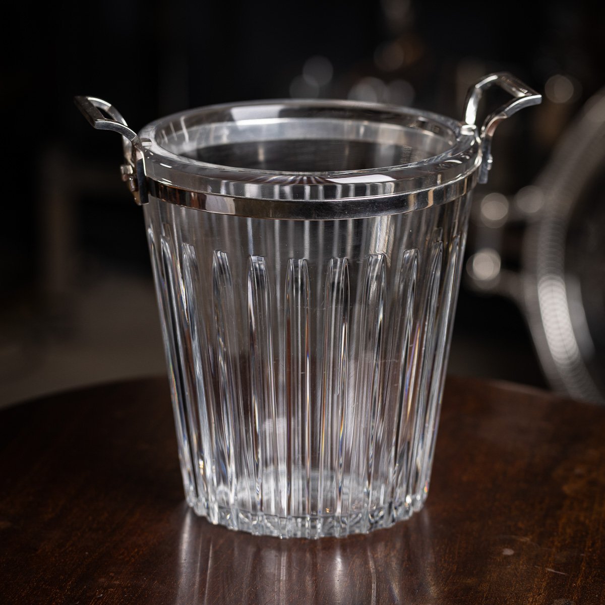 PUSHKINS.COM - D11363 - STUNNING 20thC FRENCH SILVER PLATED & BACCARAT GLASS WINE COOLER c.1960 - 03.jpg