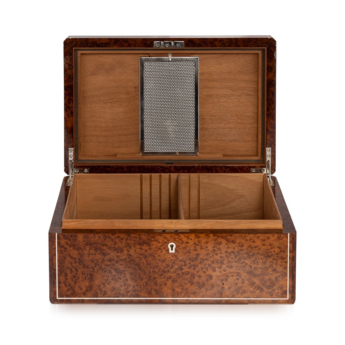 PUSHKINS.COM - B11242 - VINTAGE 20thC ART DECO BURR WALNUT CIGAR HUMIDOR BY DUNHILL, ENGLAND c.1930 - 07.jpg