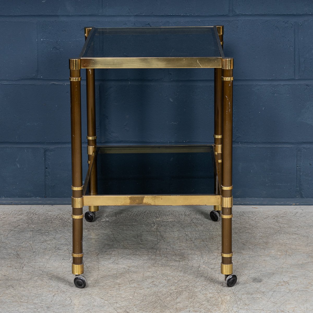 PUSHKINS.COM - B11303 - VINTAGE 20thC ITALIAN BRASS FRAMED DRINKS TROLLEY c.1980 - 07.jpg
