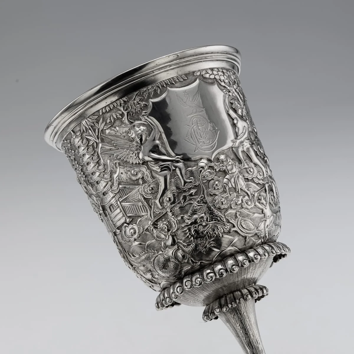 PUSHKINS.COM - A00157 - ANTIQUE 19thC CHINESE EXPORT SOLID SILVER GOBLET, LEE CHING c.1890 -10.jpg