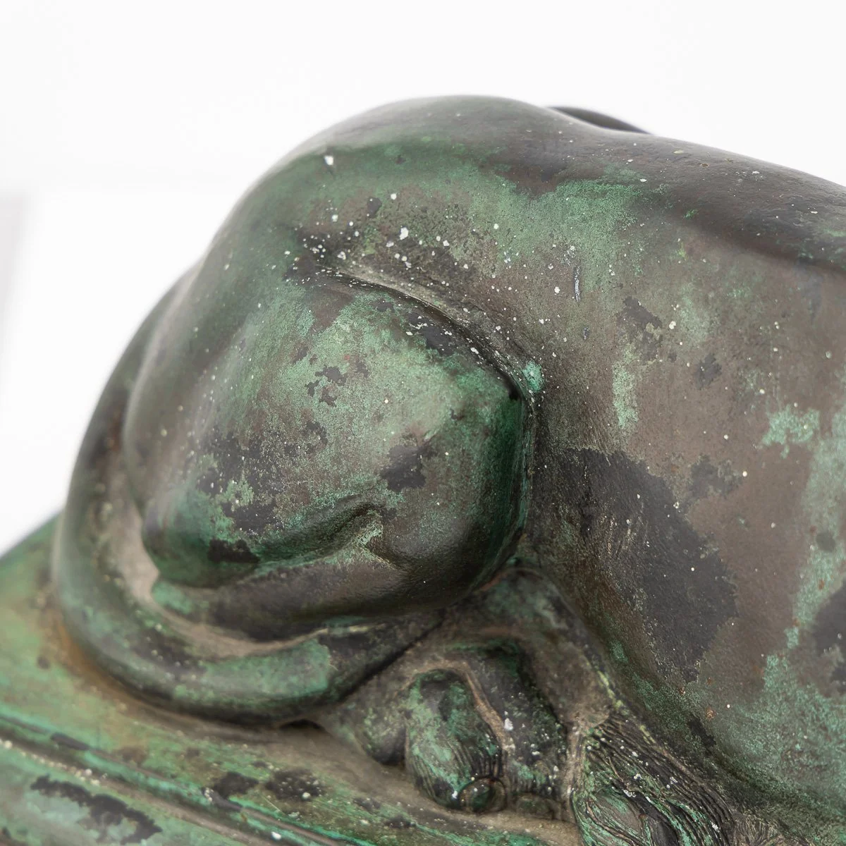 PUSHKINS.COM - A00160 - ANTIQUE 19thC VICTORIAN PAIR OF VERDIGRIS PATINATED BRONZE TRAFALGAR LIONS c.1870 - 13.jpg