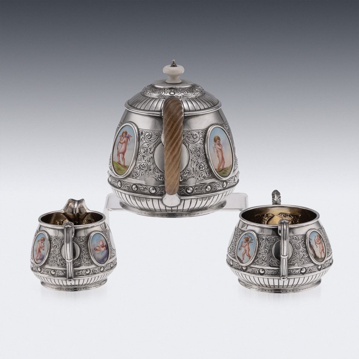 PUSHKINS.COM - J11737 - ANTIQUE 19thC VICTORIAN SOLID SILVER THREE PIECE TEA SET, CHARLES EDWARDS c.1885 - 04.jpg